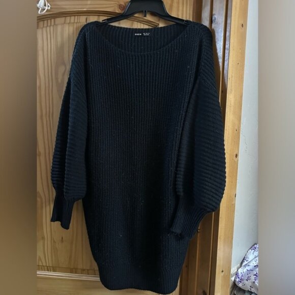 SHEIN Black Ribbed Knit Midi Dress - Picture 1 of 2